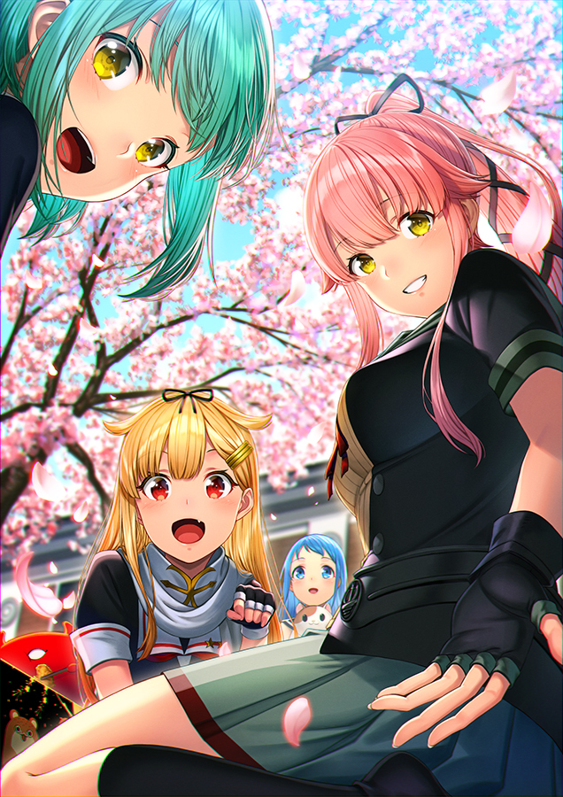 This is a pixiv picture whose title is 花見（猫視点）.