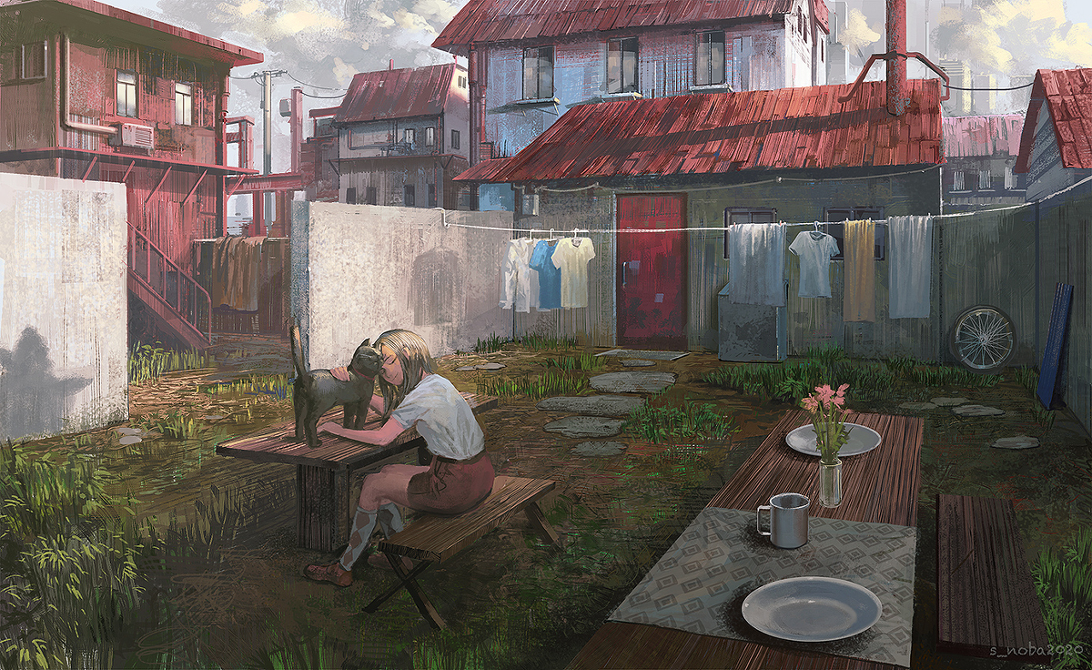 This is a pixiv picture whose title is Cat Yard.