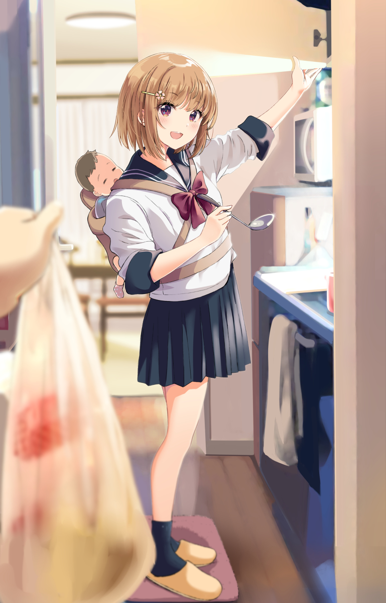 This is a pixiv picture whose title is 母性の塊女子高生.