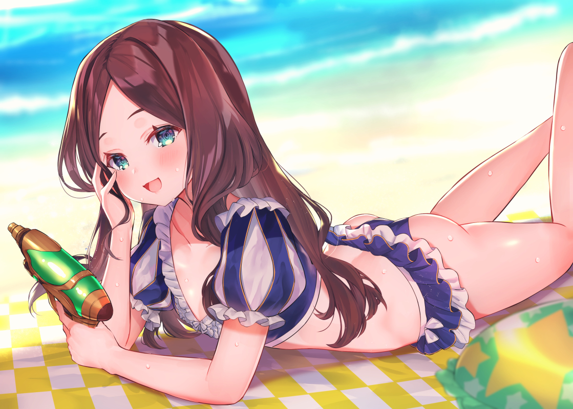 This is a pixiv picture whose title is 水着ロリダ・ヴィンチちゃんと海！.