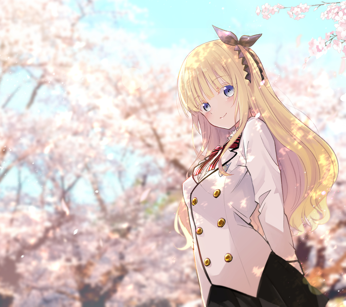 This is a pixiv picture whose title is 一緒に桜を.
