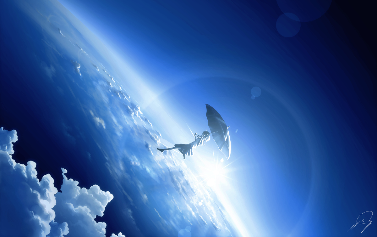 This is a pixiv picture whose title is 【まとめ】空と少女.
