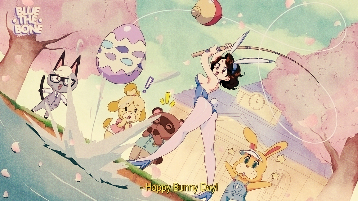 This is a pixiv picture whose title is [RETRO] Bluesona Bunny Day [ACNH.