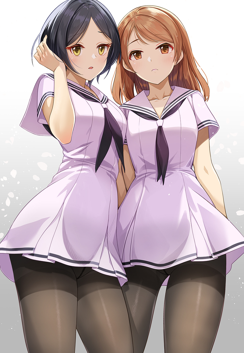 This is a pixiv picture whose title is 【151】モノクロームな二人.