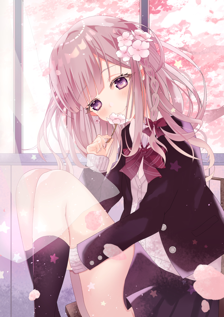 This is a pixiv picture whose title is 桜と女の子🌸.