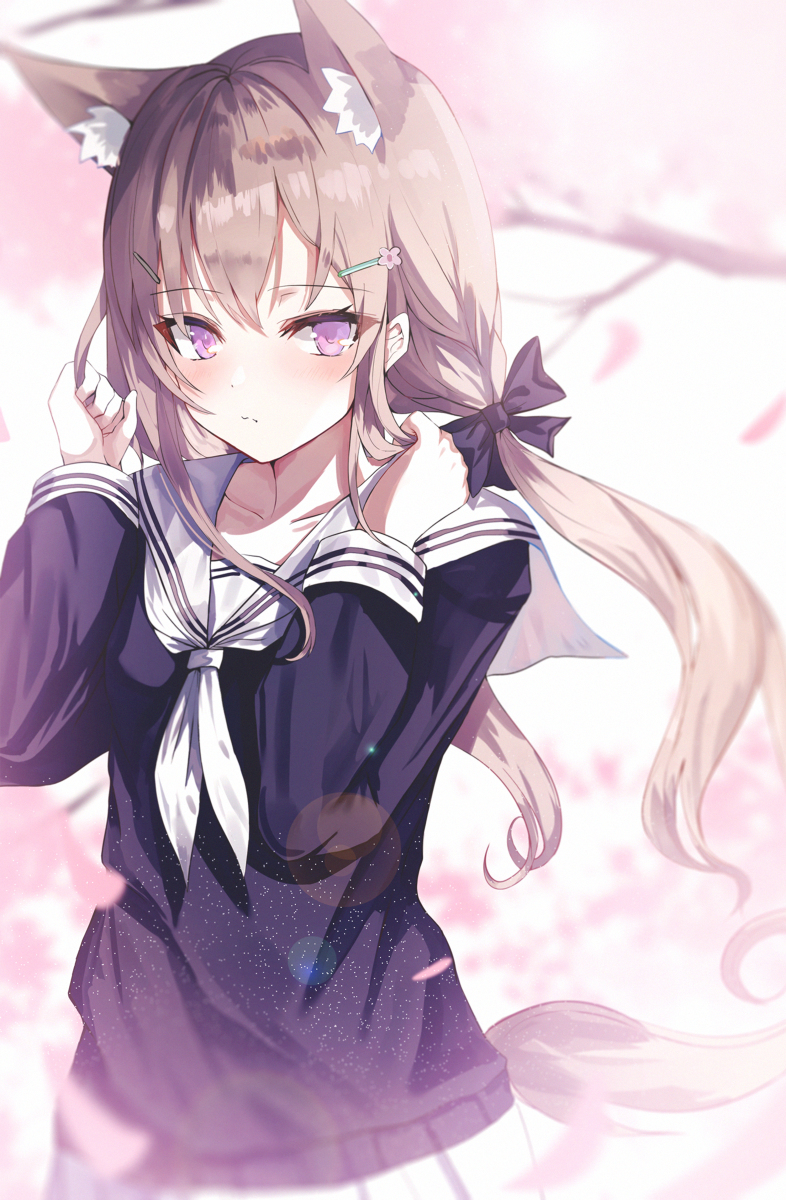 This is a pixiv picture whose title is けもみみさくら.