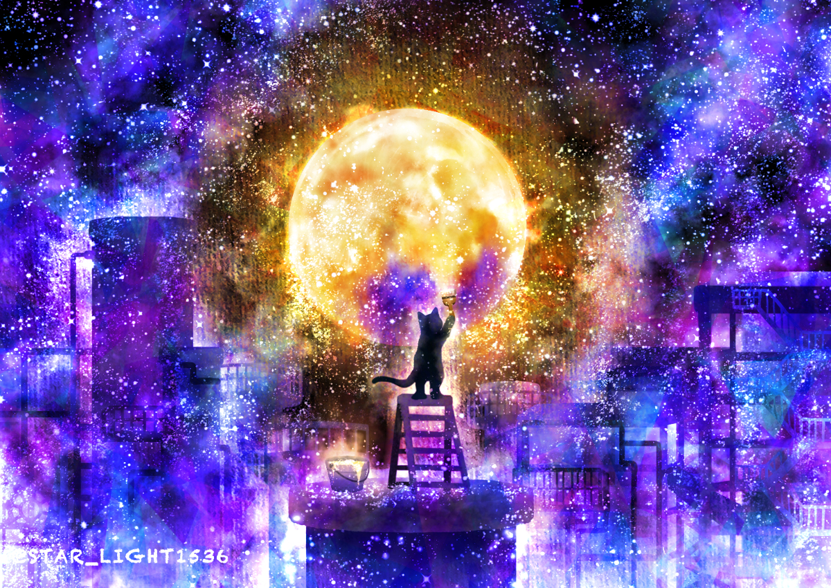 This is a pixiv picture whose title is 夜空の左官職人.