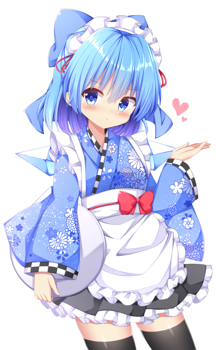 This is a pixiv picture whose title is 和風メイドチルノちゃん.