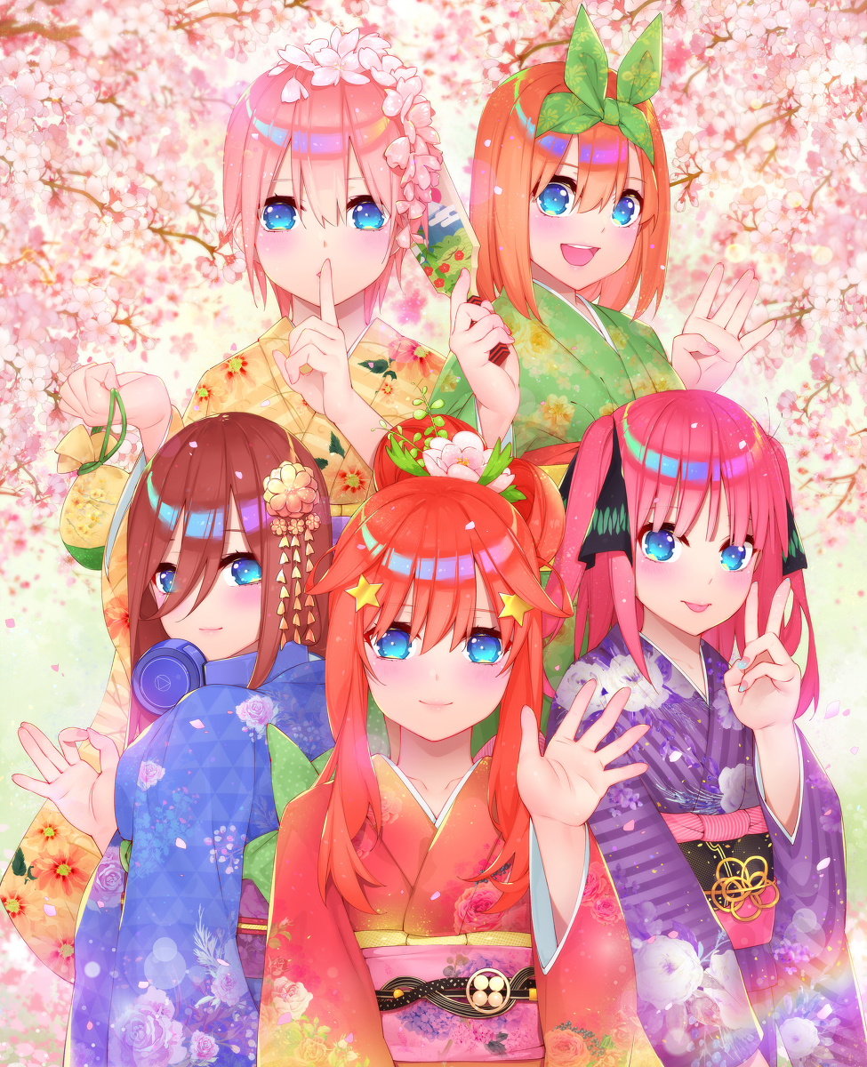 This is a pixiv picture whose title is 五等分の着物.