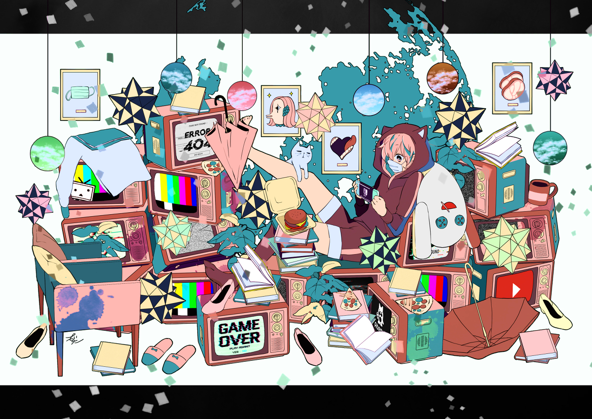 This is a pixiv picture whose title is 家にいよう.