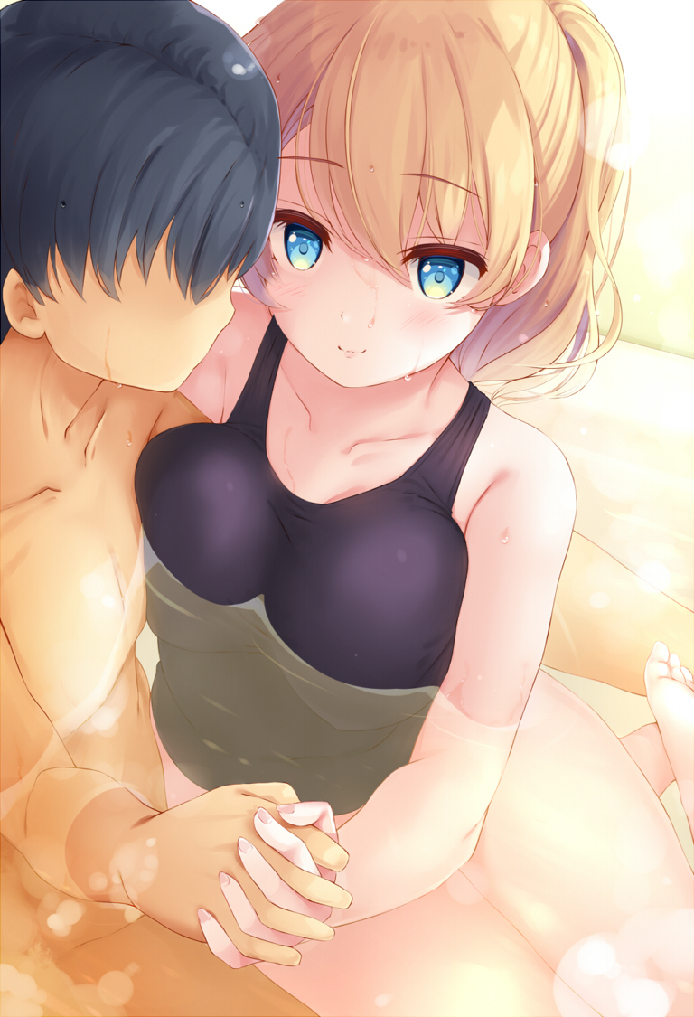 This is a pixiv picture whose title is 水着お風呂.