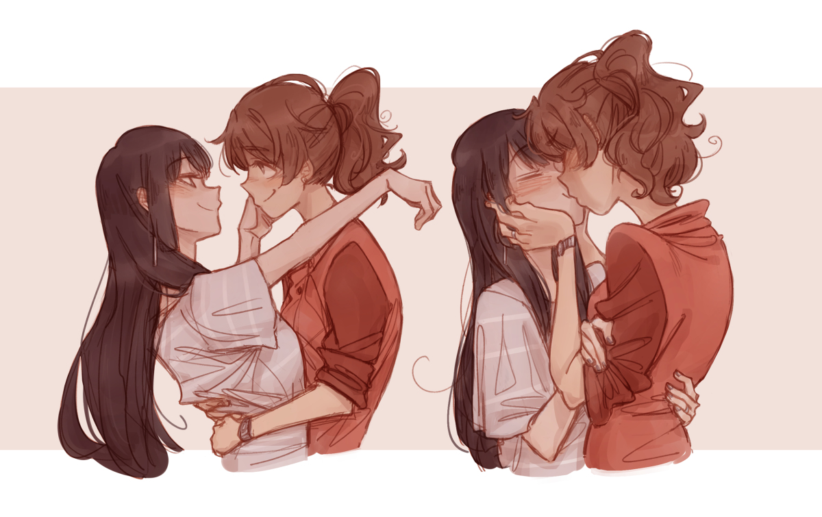 This is a pixiv picture whose title is kiss.