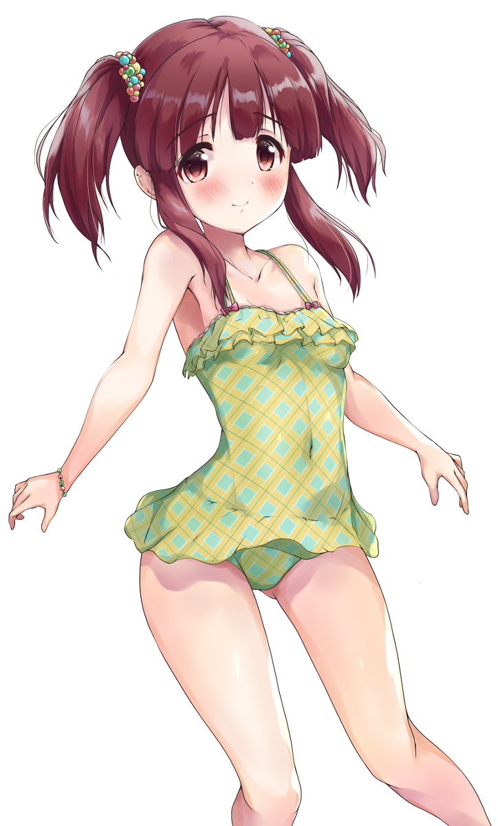 This is a pixiv picture whose title is 勇気を出してワンピース水着智絵里ちゃん.
