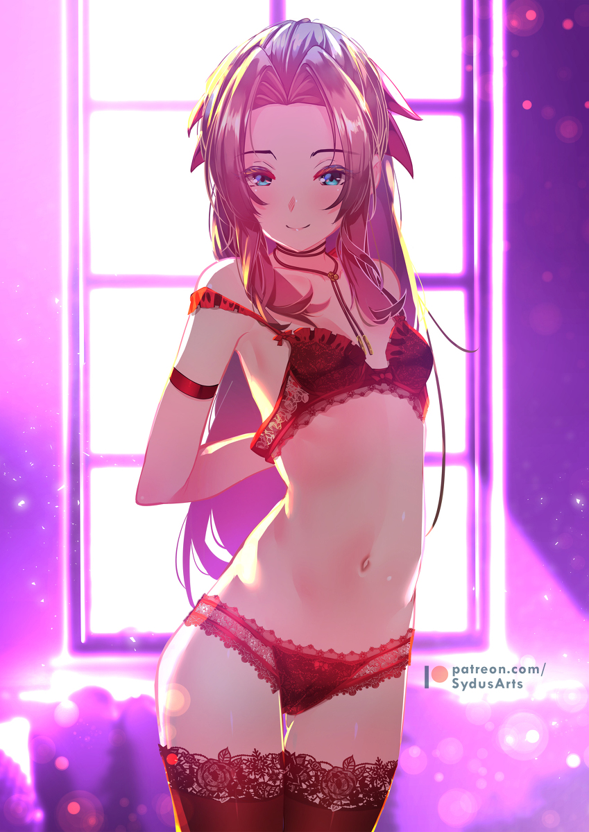 This is a pixiv picture whose title is Aerith Red Lingerie.