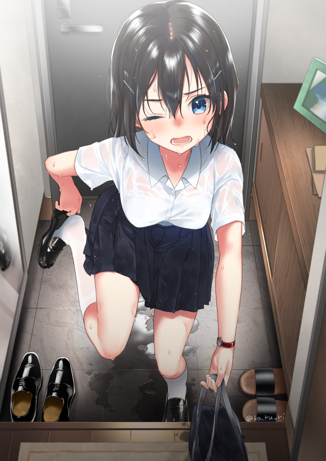 This is a pixiv picture whose title is 制服×雨.