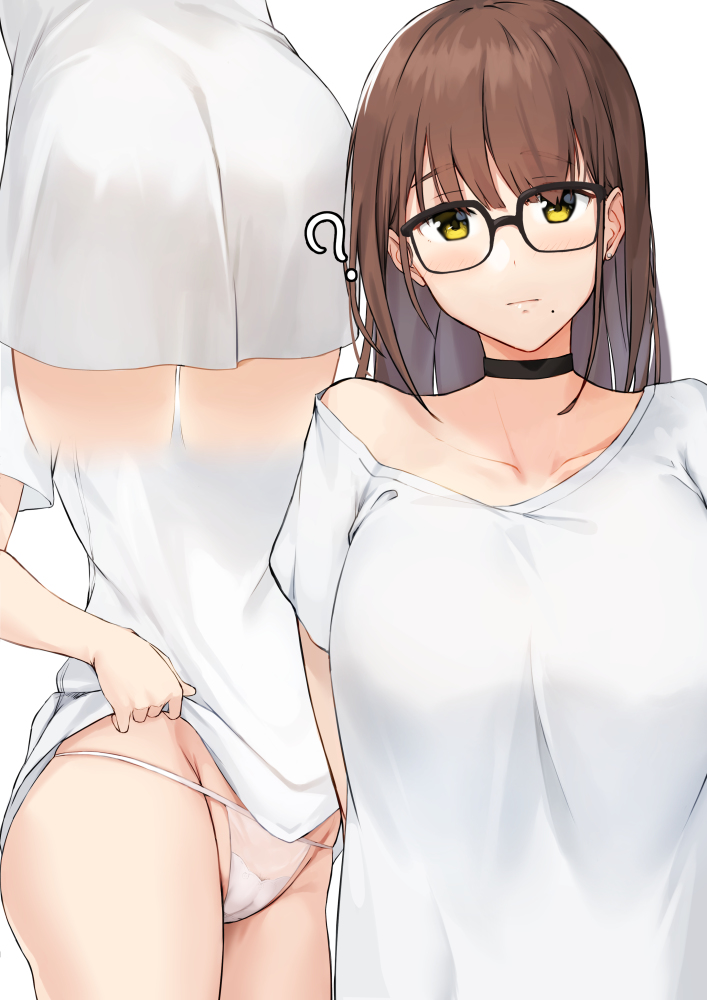 This is a pixiv picture whose title is 下着を着ていないような彼女に問うと、.