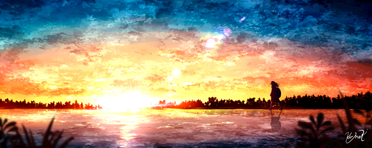 This is a pixiv picture whose title is 夕焼けワンドロ.
