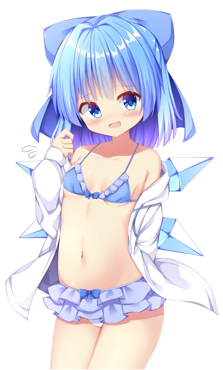 This is a pixiv picture whose title is チルノちゃんに水着を着てもらった.