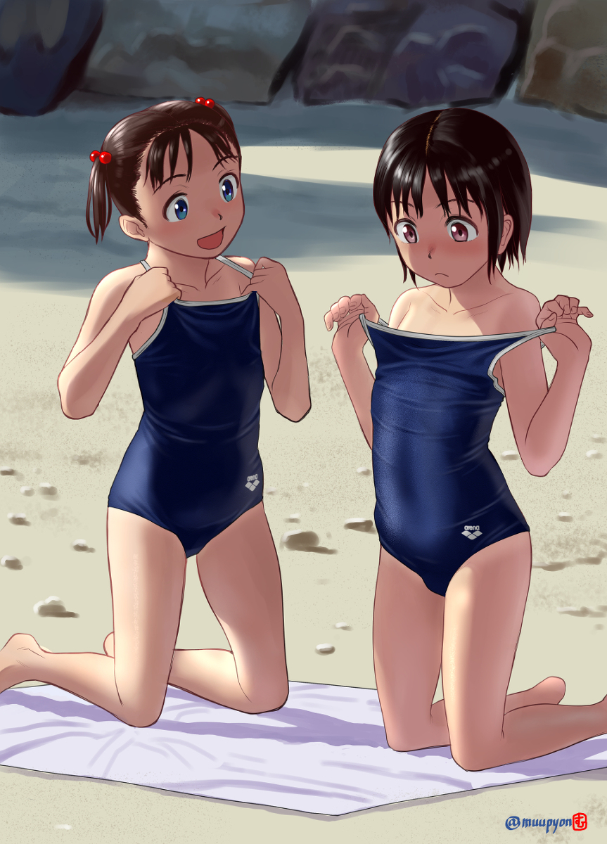 This is a pixiv picture whose title is スク水ロリ変換２.