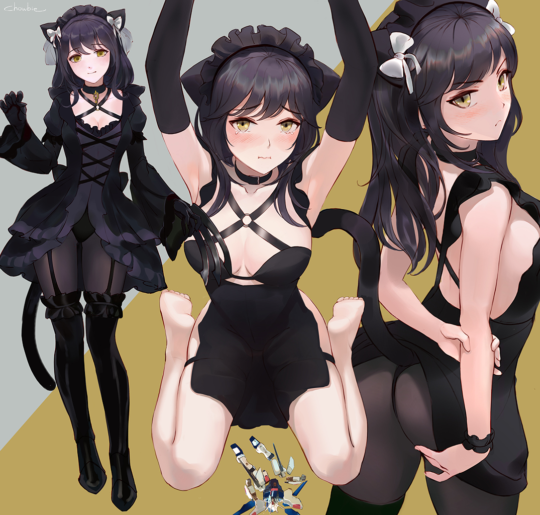 This is a pixiv picture whose title is 黒猫メイド.