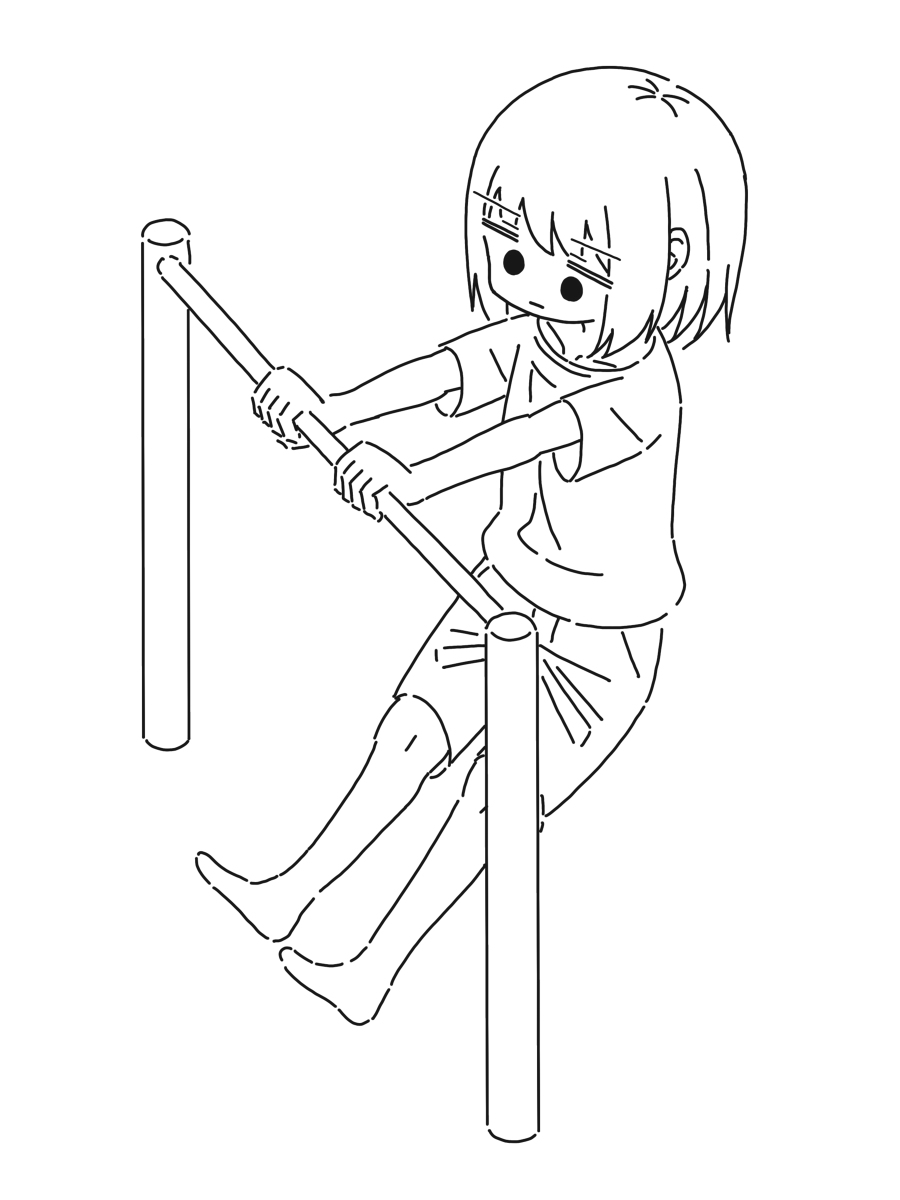 This is a pixiv picture whose title is 鉄棒.