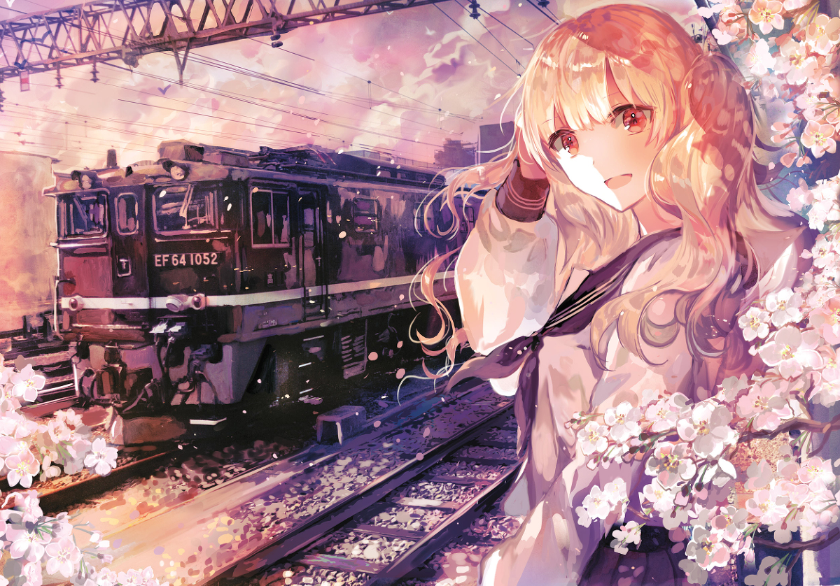 This is a pixiv picture whose title is ぶどう色/中央線沿線少女.