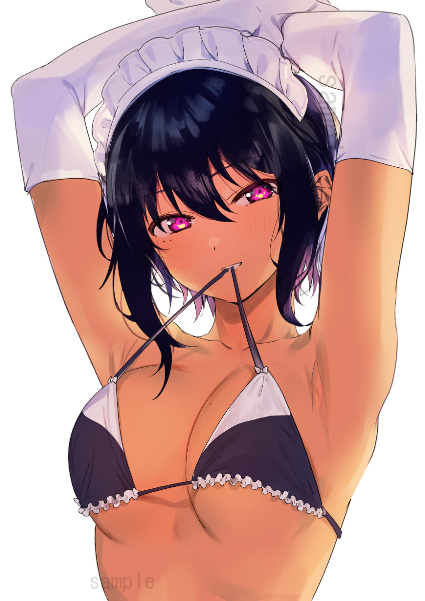 This is a pixiv picture whose title is メイドさんの水着.