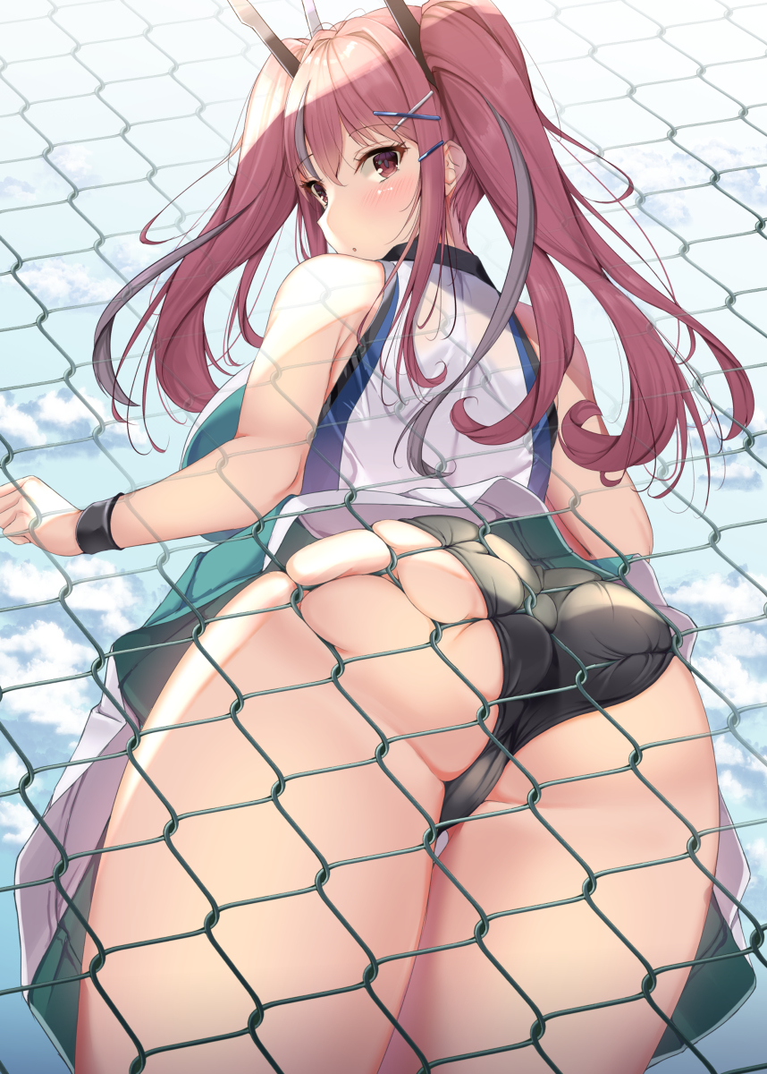 This is a pixiv picture whose title is フェンスに寄りかかるブレマートン.