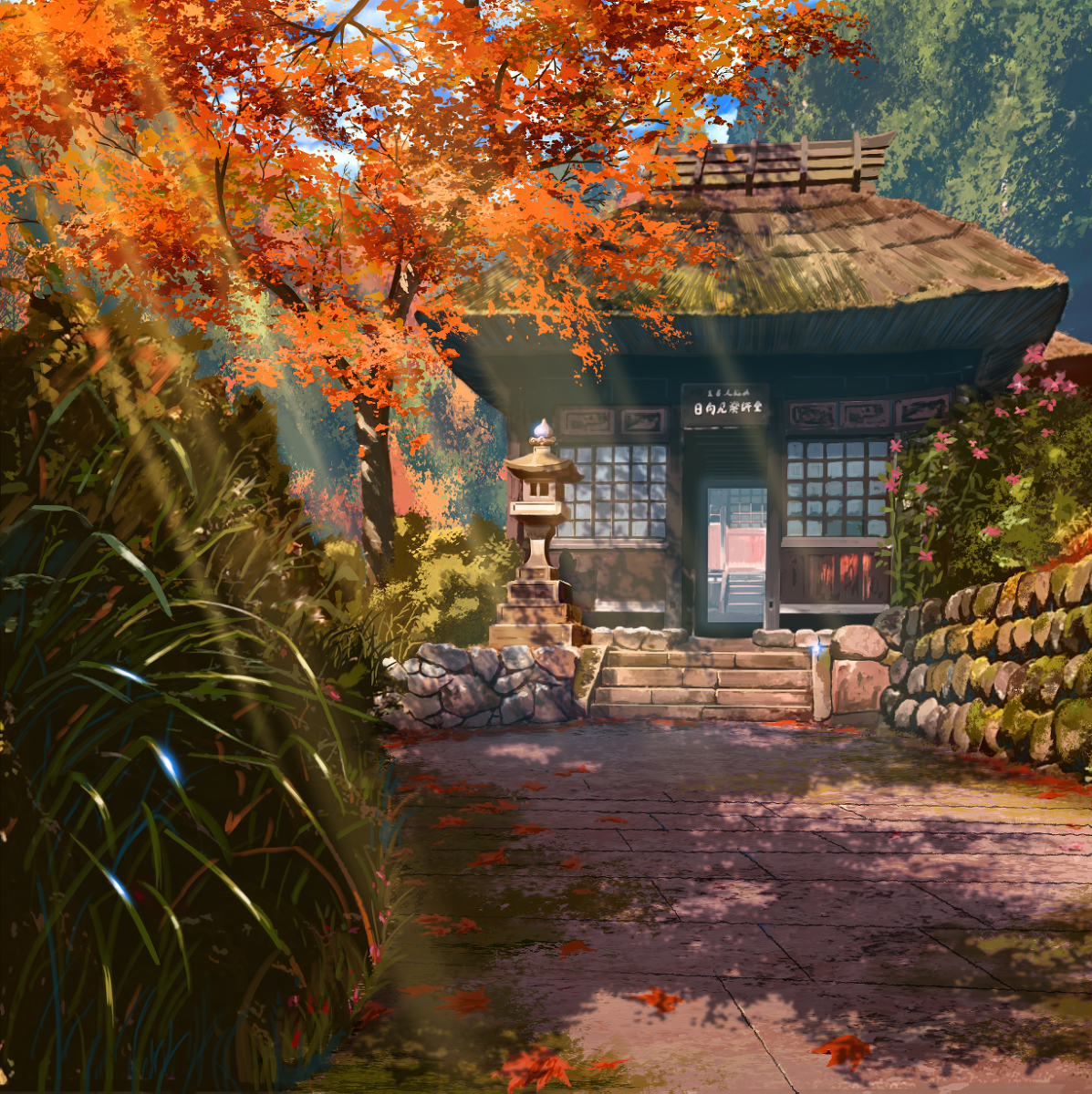 This is a pixiv picture whose title is 秋の寺.