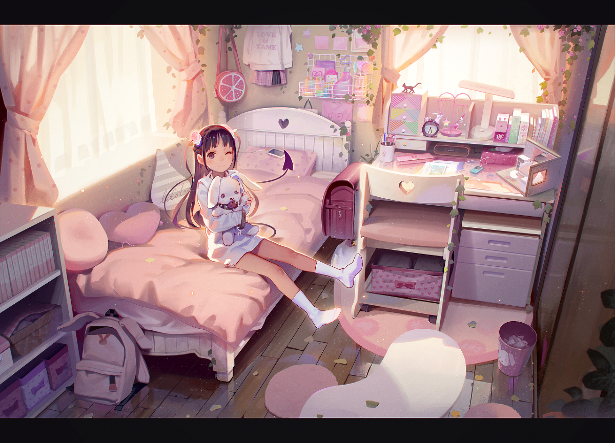 This is a pixiv picture whose title is ロリサキュバスさんのお部屋.