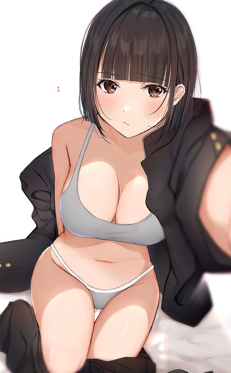 This is a pixiv picture whose title is 学ラン×ボブ.