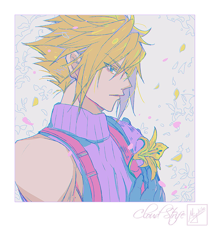 This is a pixiv picture whose title is 「FFVII]花言葉.