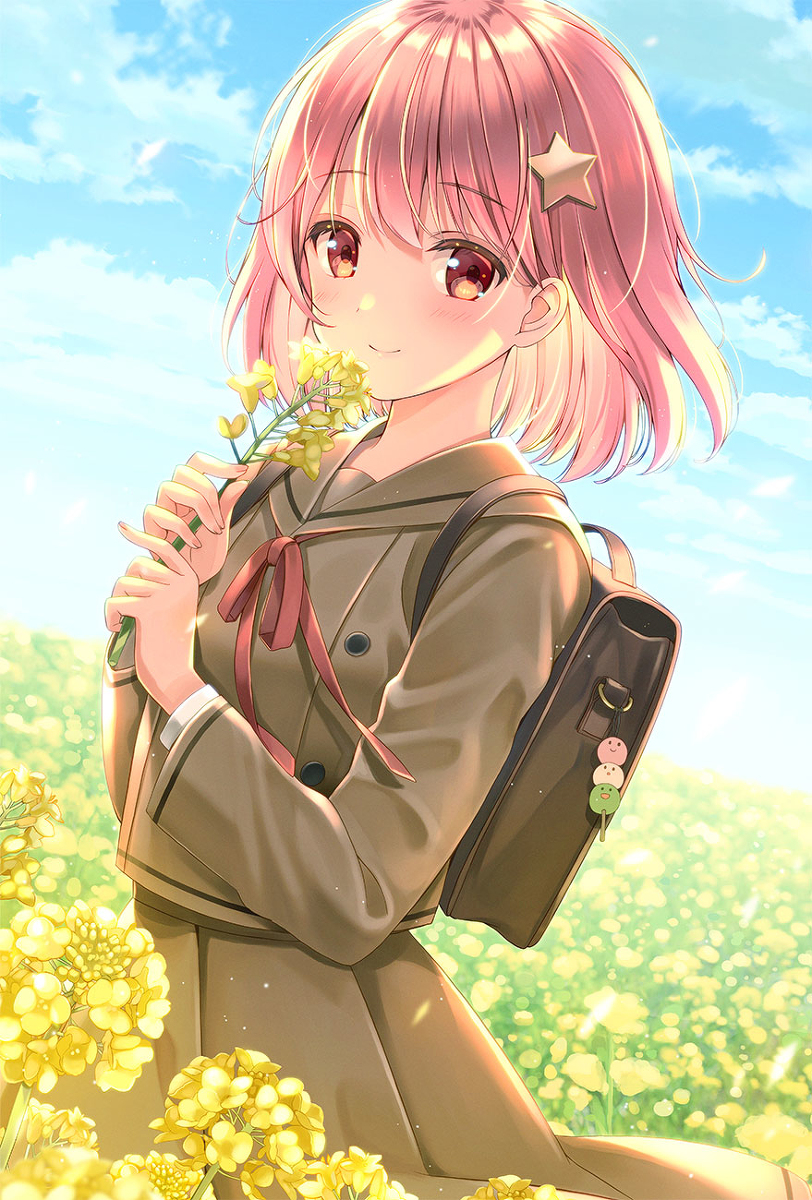 This is a pixiv picture whose title is 菜の花畑.
