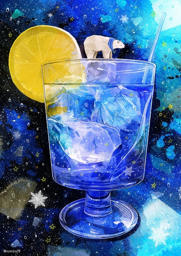 This is a pixiv picture whose title is ブルーハワイとしろくま.
