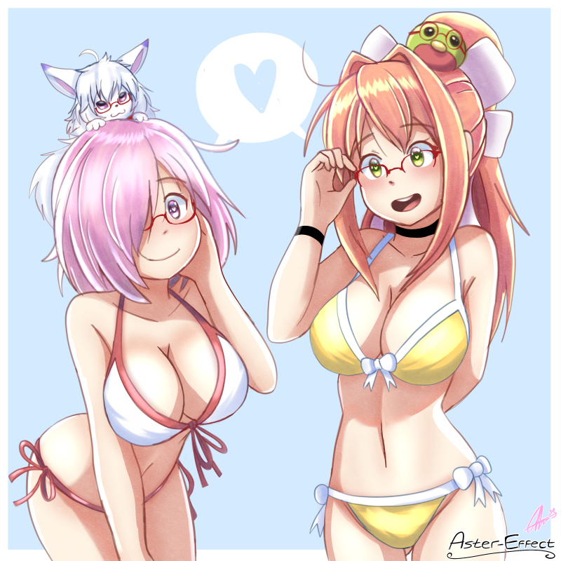 This is a pixiv picture whose title is Just Monika and Mashu: Meganekko.