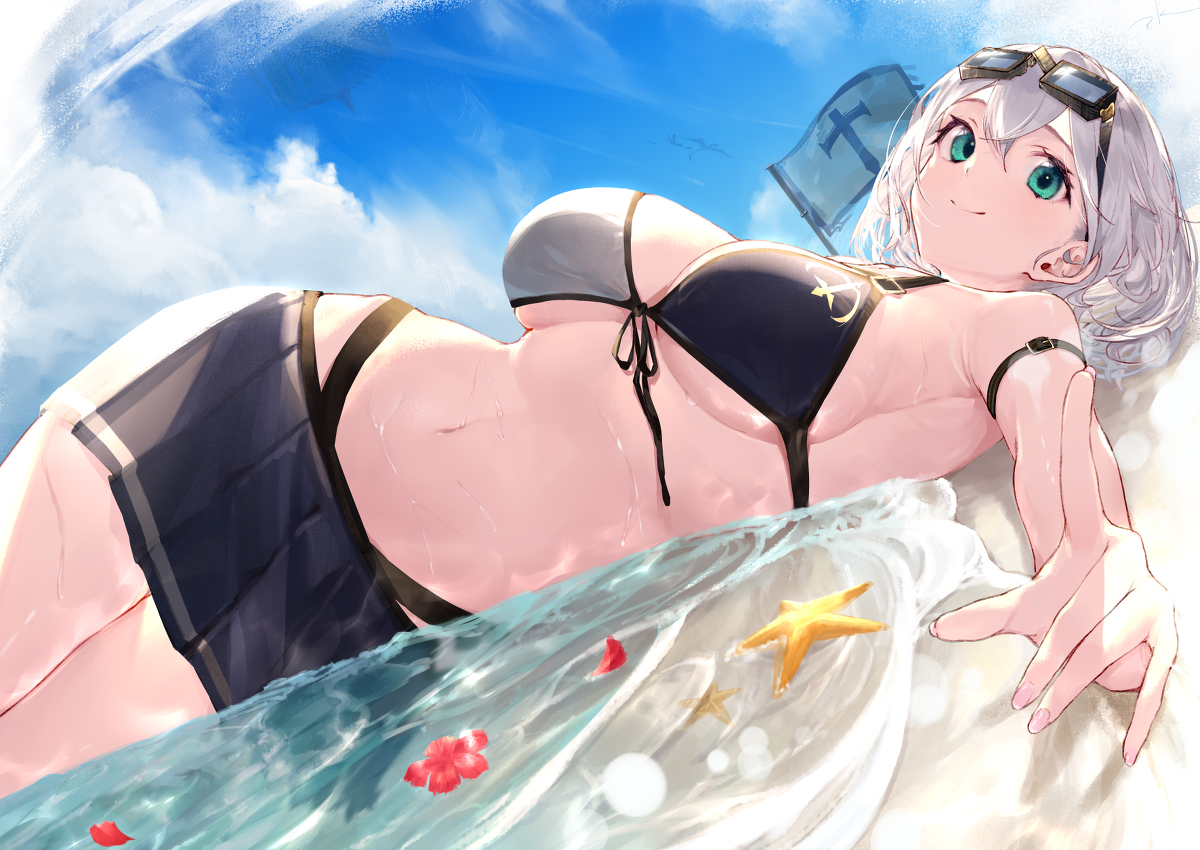 This is a pixiv picture whose title is 水着団長.