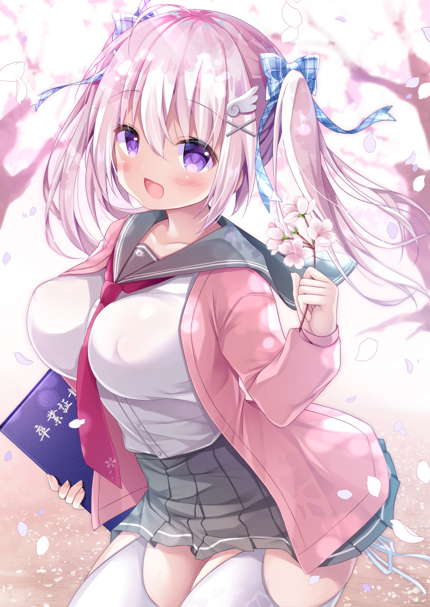 This is a pixiv picture whose title is 桜と君.
