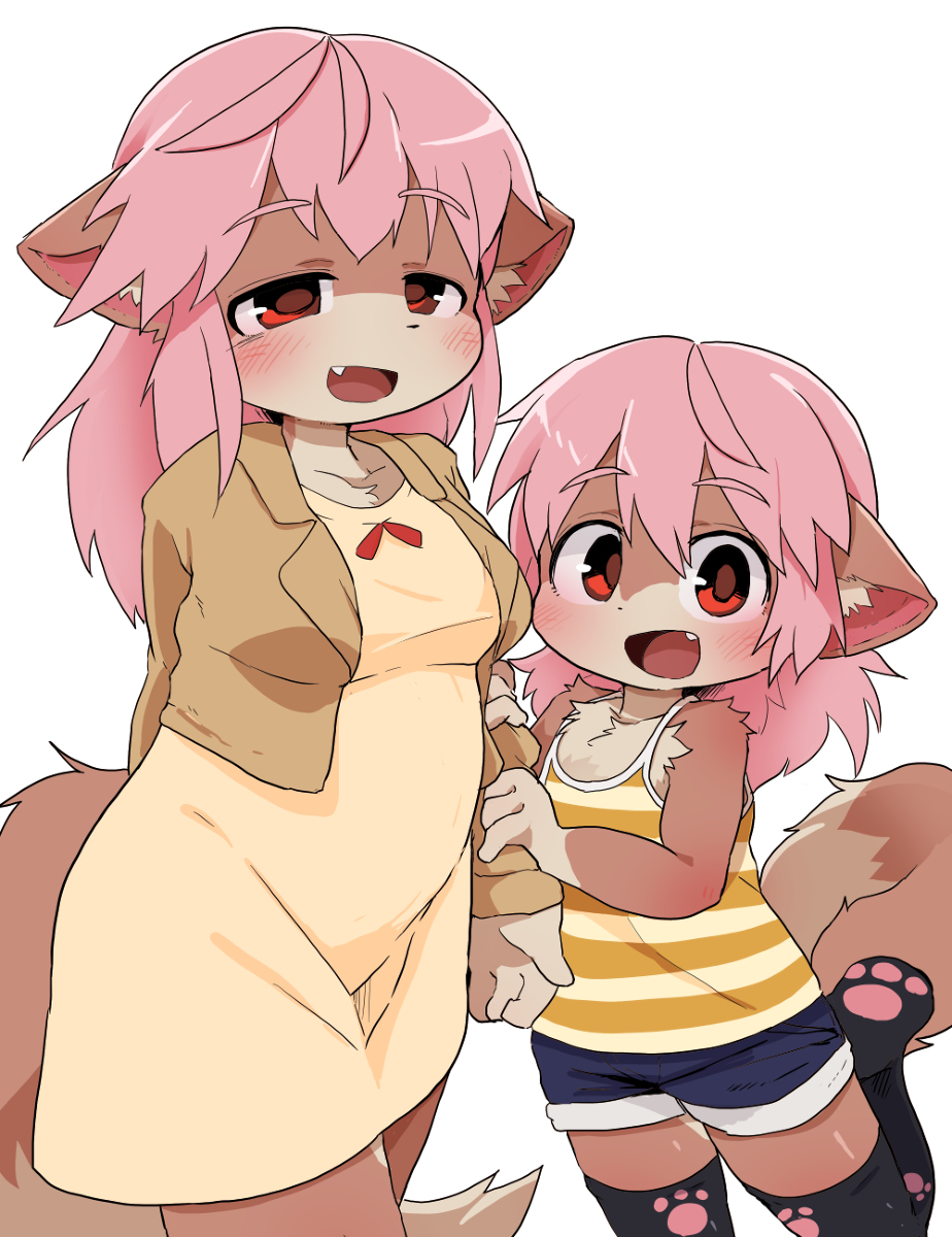 This is a pixiv picture whose title is ケモノ姉妹.