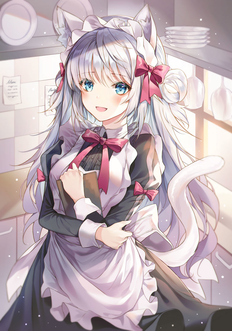 This is a pixiv picture whose title is 猫メイドさん.