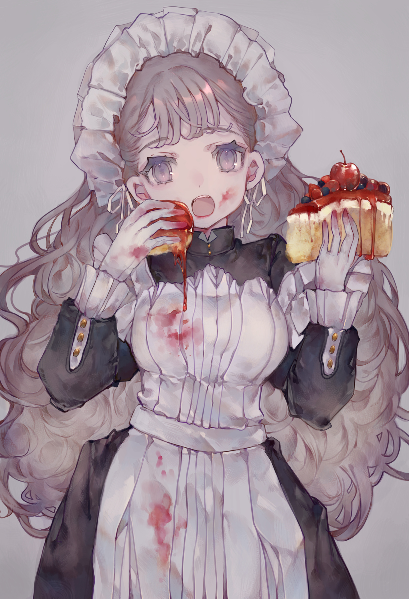 This is a pixiv picture whose title is 食べ方が汚いメイドさん。.
