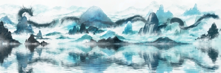 This is a pixiv picture whose title is 山海盘龙图.