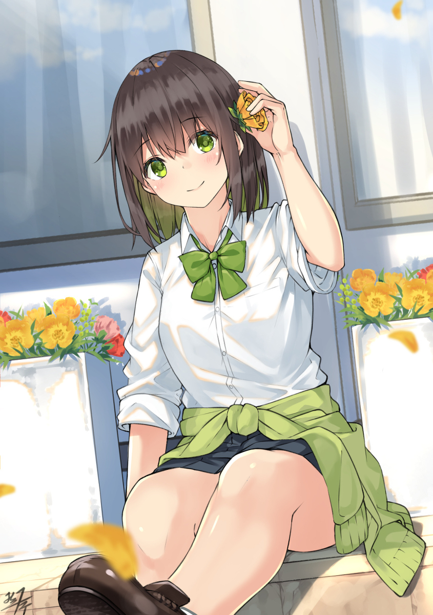 This is a pixiv picture whose title is 花の髪飾り.