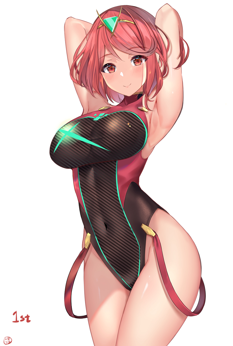 This is a pixiv picture whose title is 1st ゼノブレイド2　ホムラさん.