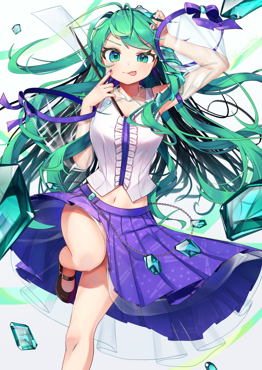 This is a pixiv picture whose title is エメラルド×透明×早苗.