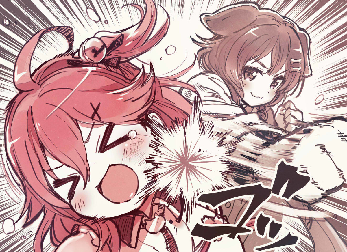 This is a pixiv picture whose title is ぶん殴りころね.