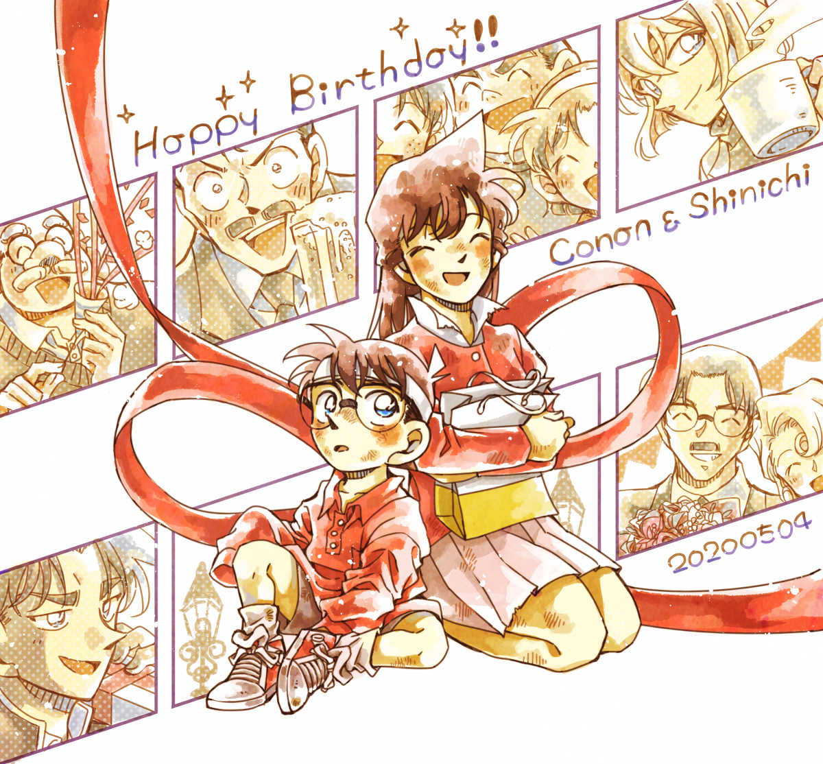 This is a pixiv picture whose title is コナン＆新一はぴば！！！！！！.
