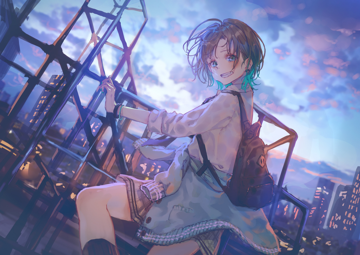 This is a pixiv picture whose title is 夕暮れ.