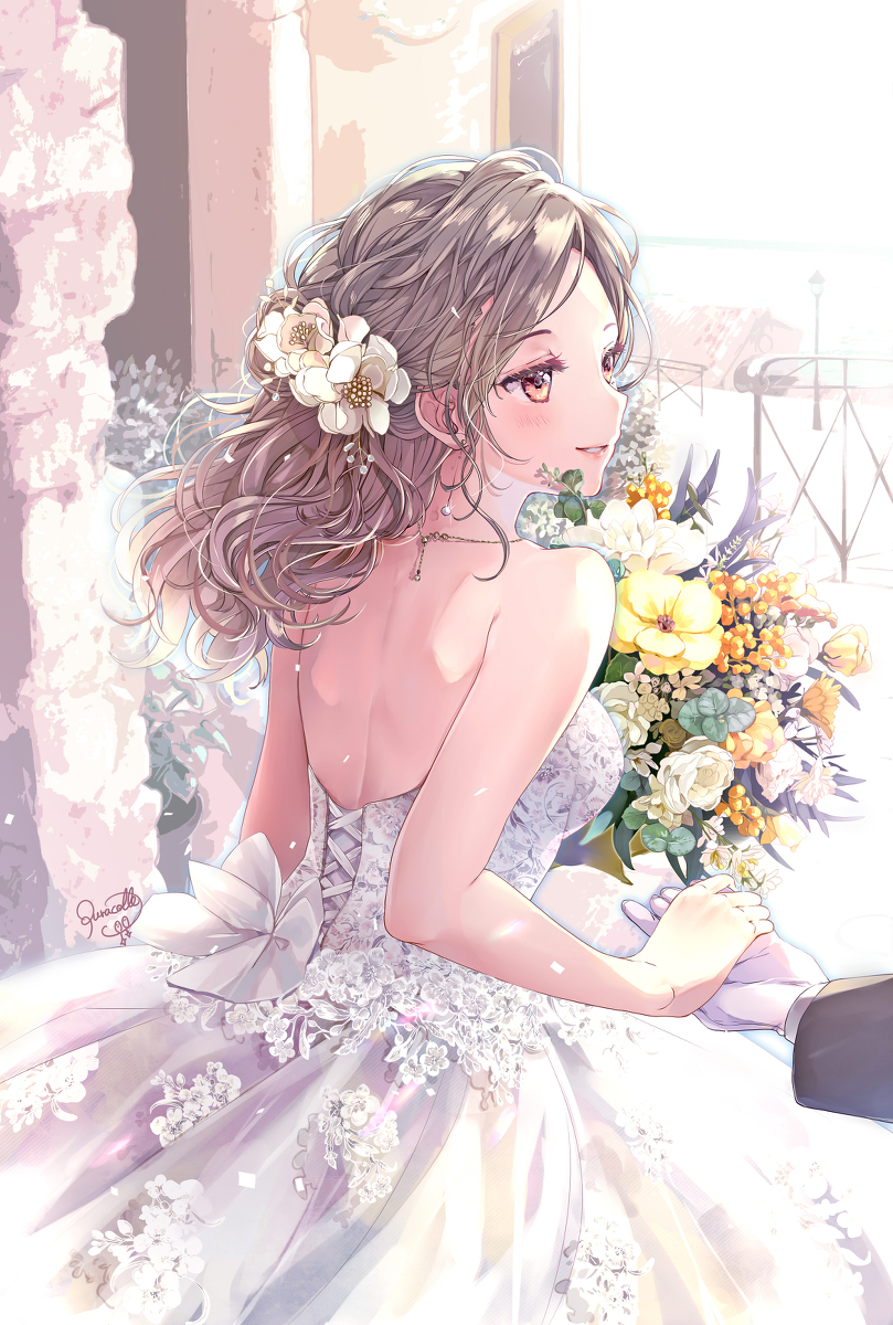This is a pixiv picture whose title is 花嫁さんへ.