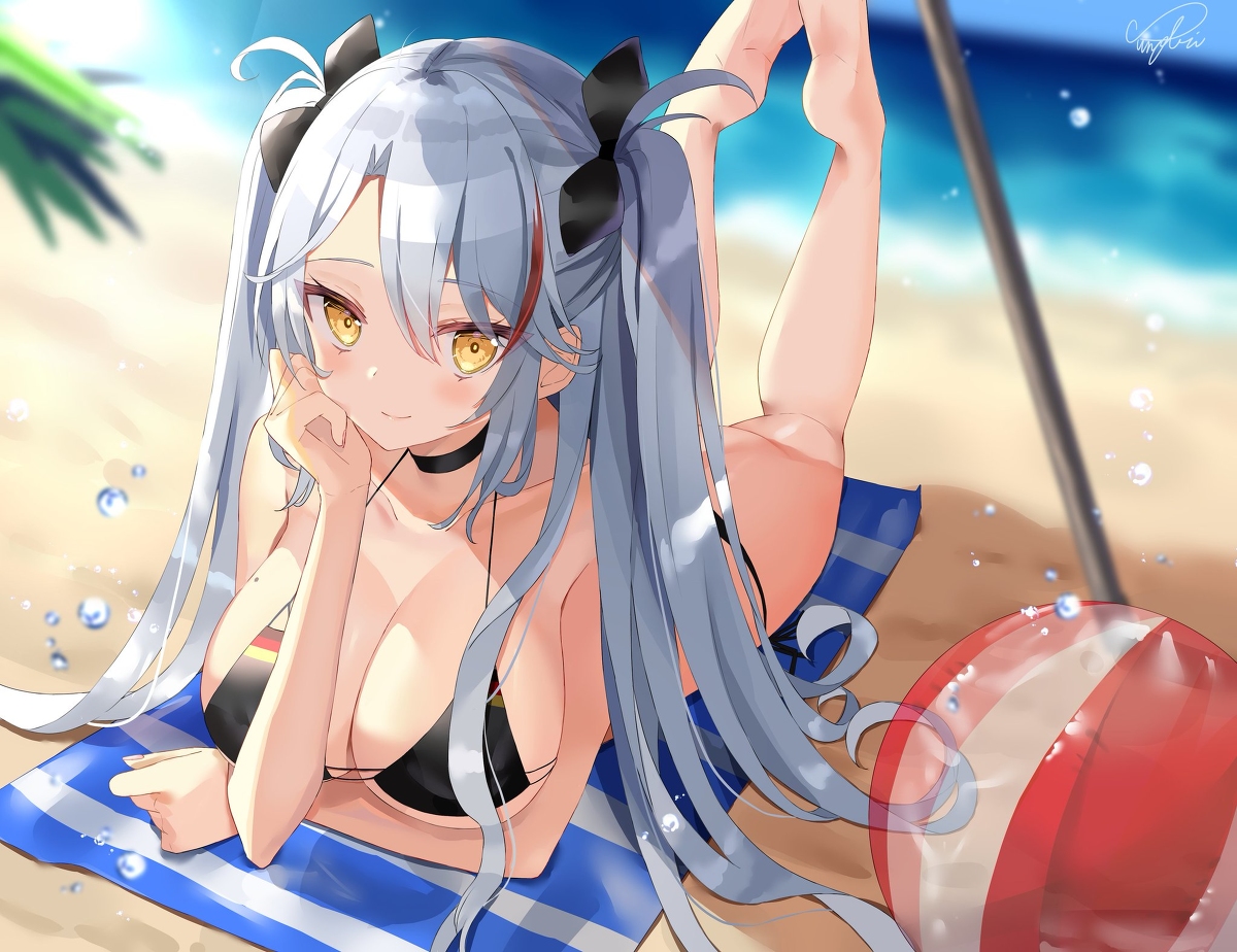 This is a pixiv picture whose title is 水着プリンツ.