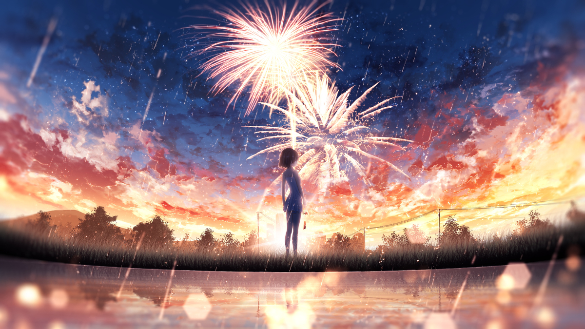 This is a pixiv picture whose title is 記憶は花火のように溶けていく。.